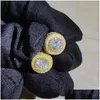 Brincos de CZ brilho de alta qualidade de alta qualidade em ouro azul -marinho redondo diamante simulado para homens Drop Drop OTL2N