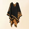 Szaliki 2024 Fashion Winte Warm Kwiatowe Ponchos i Purpes for Women Overized Shawl Opakowanie kaszmirowe Paszmina Kobieta LJ257