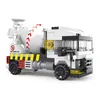 Block Ny Heavy Engineering Cement Mixer Fire Engine Mini Loader Truck Police Car Classic Building Blocks Set Bricks Toy CityL231223