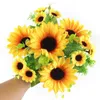 Fleurs décoratives Multi-tête artificielle Coupte et pâte de pâte Silk Sunflower Christmas Wedding Party Bouquet Home Decoration Fake Flowe