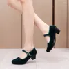 Dress Shoes Beijing Traditional Cloth Autumn Women's Heels Luxury Velvet Pumps Square Mary Jane Lady Work Or Dancing