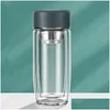 Vattenflaskor Miljövänlig dubbelvägg Glasflaskesaft Dryck Container326K Drop Delivery Home Garden Kitchen Dining Dhrel