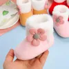 Boots Infant Winter Snow 3D Flower Decorated Warm Baby Girl Cute Red First Walker Shoes Basic Versatility For Casual Daily