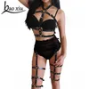 2020 Corset 2 Pcs Set PU Leather Harness Underwear Garter Belts Sexy Women Waist To Leg Body Bondage Cage Straps Chest Belts279v