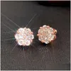 Stud charmante oorbellen voor mannen vrouwen geel rosé vergulde bling cz diamanten steen mooie cadeau drop levering ot3xk