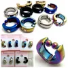 Huggie 30 Pairs NO piercing Zircon Stainless Steel Circle Round Hoop Earring With CZ Men's Ear Jewelry 5 Color Mix Wholesale Jewelry