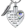 Stainless Steel Heart Urn Necklace with Feather for Ashes Cremation Jewelry for Ashes Keepsake1244t