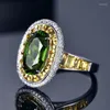 Cluster Anneaux Hoyon Fashion Luxury Bijoux pour femmes T Square Diamond Ring imitation Natural Emerald Tourmaline Wedding 925 Silver Colorr