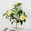 Flores decorativas 1pc Simulação Camellia Branch Laral Decoração de casamento Fake Plant Silk Artificial