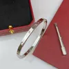 Bangle 925 sterling silver nail bracelet designer for women 18K gold plate charm bracelets with screwdriver 4mm 6 10 CZ diamond mens bang