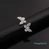 Fashion Classic 4 Four Leaf Clover Open Butterfly Band Rings S925 Silver 18K Gold with Diamonds for Women&Girls Valentine's M250o