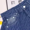 L08V herrjackor lyxdesigner vågig linje bokstav tryckt jeans mode män kvinnor par raka ben avslappnad lös denim byxor män