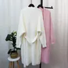 Women's Knits Korean Style Imitation Mink Velvet Knitted Cardigan Women Autumn Winter White Pink Loose Belt Soft Long Sweater Coat Sweet