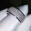 250 stks sieraden Diamonique gesimuleerde diamantwit volle topaz 10kt wit goud gevulde diamant cz dames trouwband vinger ring cadeau244h