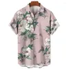 Chemises décontractées pour hommes Shirts d'été de style hawaïen de style hawaïen 3D Floral et herbe à manches courtes courte