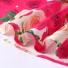 Robes de filles Skew épaule enfants une pièce robe rose imprimé soirée vacances performance jupe vert rouge rose g2hz #