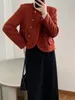 Mingyuan Xiaoxiangfeng Manteau Femme Style Hiver Coton Clip Double Bouton Haut Court