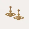 المصمم Viviene Westwoods ViviEnnewestwood Classic Full Diamond Empress Dowager Planet Earrings High Vivienne Empress Dowager Saturn arics female