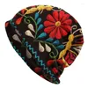 Basker mexikanska fjärilar blomma 3d tryckmönster motorhuven beanie stickning hattar unisex otomi broderi konst vinterskallies bea år