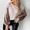 Maglioni femminili autunno o collo di strada alta piena felpa da jumper sciolte eleganti patchwork casual patchwork plorover lady maniche lunghe lavorate a maglia