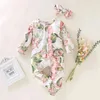 Rompers Newborn Baby Girl Clothes 0 3 6 9 Months Vintage Floral Cotton Lace Ruffle Infant Romper Spring Baby Girl Jumpsuit Set Outfit G122