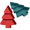 مجموعات أدوات المسطحات 2 PCS حلوى عيد الميلاد حاويات Sashimi طبق PP أشجار الشجرة على شكل شجرة
