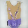 LIUHUO Customize Rhythmic Gymnastics Leotards Girls Women Purple Competition Artistics Gymnastics Performance Wear Crystals Sleeveless