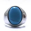 Big Blue Blue Stone Ring 316L en acier inoxydable ou Black Rock Party Gift 238p