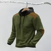 Men's Hoodies Men Colorblocked Pullover Retro Color Block Hoodie Stylish Waffle Texture With Drawstring Hood Patch Design For