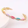 Bangle Hoge kwaliteit CZ Pastel Email Bracelet For Women Gold Color Rainbow Kleurrijke zomer Jewelry234G