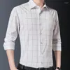 Herren lässige Hemden für Männer 2023 Langarm Slim Fit White Shirt Mode Turndown Kragen Plaid