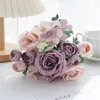 Dekorativa blommor av hög kvalitet Silk Rose Artificial For Home Decor Table Decoration Wedding Party Dining Accessories