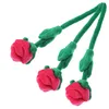 Flores decorativas 3pcs Supple macus rosas dobráveis ​​haste haste rosa brinquedos de buquê