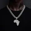 Chains Crystal Africa Map Pendant Necklace For Women Men's Hip Hop Accessories Jewelry Choker Cuban Link Chain Men274H