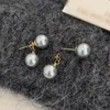 Orecchini penzolanti perla di lusso per donne eleganti orecchie anteriori e posteriori grigio bianco all'ingrosso