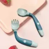 Dinnerware Sets Silicone Spoon For Baby Utensils Set Auxiliary Toddler Learn To Eat Training Bendable Soft Fork Infant Children Tablewa BJ