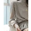 Frauenblusen Design -Print Chiffon Shirt Frühling Sommer Modebluse 2023 Koreanischer Stil eleganter runder Hals Langarm Langarm lässig für Frauen