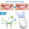 Zahnbürste 360 Grad intelligente automatische Schall elektrische Zahnbürste u Typ 4 Modi Zahnbürste USB -Ladung Zahnweihweiß Blaues Licht