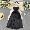 Casual Dresses American Fairycore Ladies Summer Sales Spaghetti Strap Backless Soild Color Vestidos Versatile Women Dress Drop