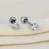Boucles d'oreilles Gsold élégant strass scintillant la mode en acier inoxydable couleur argent double boule de cristal perlé