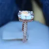 Med sidogonter Tisonliz 2023 4 Claw Crystal Engagement Rings for Women Wedding Finger Female Anel Rose Gold Fashion Jewelry