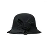 Berets Big Flower Wool Filt Cap Fash Mash Witobroof Fisherman Grube wiadra czapki jesienne zima