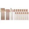 32pcs Set de couverts en or rose 18 10 en acier en acier inoxydable couteaux à fourche de café fourneaux de table