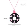 Colliers pendants Carton de dessin animé Collier rond rose Black Color Jewelry Pull accessoires Cadeaux pour femmes filles filles