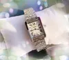 Paarliebhaber Frauen Männer sehen Quarz Bewegung Silber Roségold Kleid Lady Square Tank Edelstahl Lederband Originalverschluss analog lässiges Handgelenkschachtel