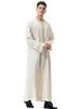 Etniska kläder muslimska män dubai långa abaya mellanöstern broderi skjorta plus storlek rund hals blixtlås robe ropa hombre islamisk