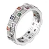 Pierścienie klastra Wysokiej jakości kolorowe kryształowe koraliki Inkrustowane okrągłe otwieranie palec regulacyjny dla kobiet mężczyzn Personal Jewelry Prezent biżuterii