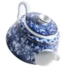 Dinnerware Sets Cerâmica de decelana azul e branca de porcelata com manuseio pequeno estilo de cerâmica em estilo chinês chaleira para o fogão