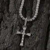 Hip Hop Topbling T Zircon Cross Pendant Halsband Kvinnor Män gåva 18K Real Gold Plated Religion Jewelry