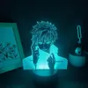 야간 조명 Jujutsu Kaisen 애니메이션 피겨 Gojo Satoru 3D LED 램프 RGB 네온 USB 침실 테이블 장식 만화 생일 선물 332m